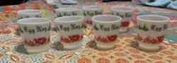 VINTAGE SET OF 8 HAZEL ATLAS CHRISTMAS TOM & JERRY EGG NOG CUPS MUGS