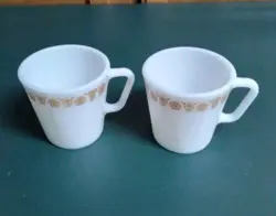 VINTAGE CORNING CORELLE BUTTERFLY GOLD COFFEE MUGS D HANDLE - SET OF 2