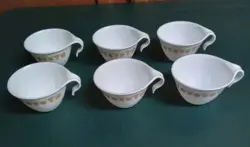 VINTAGE CORNING CORELLE BUTTERFLY GOLD CUPS HOOK HANDLE - LOT OF 6