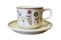 TEMPER-WARE BY LENOX STONEWARE USA SPRITE COFFEE MUG CUP SAUCER VINTAGE FLORAL