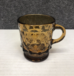 VINTAGE ANCHOR HOCKING FIRE KING AMBER BROWN DIAMOND KIMBERLY COFFEE CUP MUG 319
