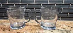 VINTAGE FIRE KING SAPPHIRE BLUE PHILBE D HANDLE MUGS