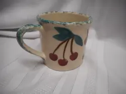 VINTAGE HARTSTONE POTTERY MUG CUP MIX FRUITS CHERRIES