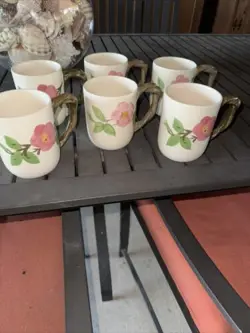 VINTAGE FRANCISCAN DESERT ROSE SET OF 6 GRANDMUGS 4.5” TALL COFFEE CUPS LOOK