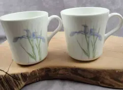 VINTAGE CORNING WARE CORELLE SHADOW IRIS COFFEE TEA CUP MUG SET OF 2