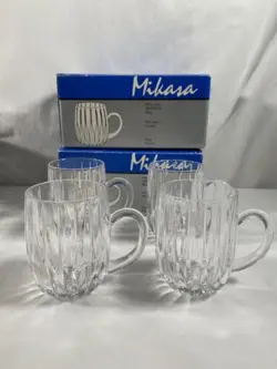 SET OF 4 VINTAGE MIKASA PARK LANE CRYSTAL MUGS MADE IN WEST GERMANY W/BOX