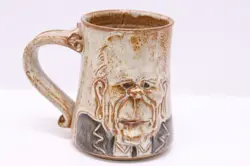 VINTAGE ART STUDIO POTTERY UGLY FACE MUG / STEIN  - MARKED -S1