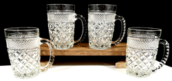 4 ANCHOR HOCKING WEXFORD CLEAR GLASS COFFEE BEER DRINKING MUGS 15 OZ. 5