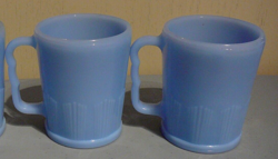 1GARAGESALEJUNKIE ONLY! 2 VTG PYREX BLUE DELPHITE PIE CRUST COFFEE CUPS LOT 2