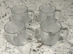 VINTAGE IITTALA FINLAND KROUVI 50 CL BEER MUG CUP FROSTED RIBBED GLASS LOT OF 4