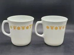 SET OF 2 CORELLE BUTTERFLY GOLD COFFEE CUPS CORNING VINTAGE
