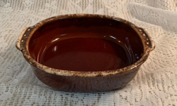 HULL SQUARE BAKE AND SERVE BROWN DRIP POTTERY 9” VINTAGE