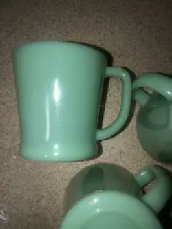 3 VINTAGE JADITE FIRE KING WARE MUGS - SET OF 3 COFFEE CUPS