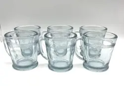 VINTAGE FIRE KING SAPPHIRE BLUE PHILBE D HANDLE GLASS MUGS CUPS SET OF 4