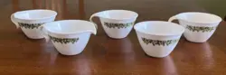 5 VTG CORELLE SPRING BLOSSOM CRAZY DAISY HOOK HANDLE TEA CUPS CREAMER SUGAR BOWL