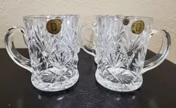 VINTAGE PAUL SEBASTIAN TEMPERED GLASS CRYSTAL MUGS (SET OF 6) NIB