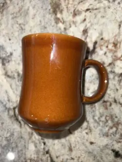 VINTAGE BROWN RESTAURANT WARE - THICK HEAVY STONEWARE COFFEE MUG CUP - SET OF 4
