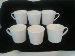 SET OF 6 VINTAGE CENTURA BY CORNING WHITE  MUG COFFEE TEA CUPS