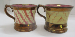 2 VINTAGE COPPER LUSTER LUSTERWARE TEA CUPS MUGS