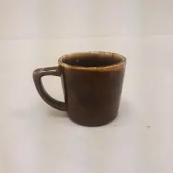 VINTAGE MCCOY POTTERY BROWN DRIP GLAZE COFFEE MUGS CUPS D HANDLE USA COLLECTABLE