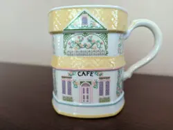 LENOX SPICE VILLAGE CAFE MUG YELLOW COFFEE TEA MUG 1992 VINTAGE