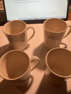 4 CORELLE/CORNING VINTAGE BLUE LILY COFFEE CUPS