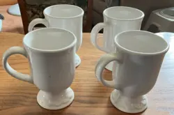 PFALTZGRAFF ACADIA WHITE PEDASTAL FOOTED MUG RETIRED VINTAGE - SET OF 4  EUC 