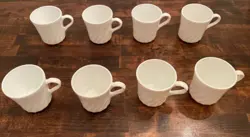 VINTAGE CORNING WARE WHITE SWIRL MUG  CORELLE ENHANCEMENTS SET OF 8