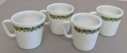 CRAZY DAISY SPRING BLOSSOM SET OF 4 HANDLE COFFEE MUGS PYREX CORELLE CORNING VTG