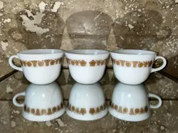 3 CORNING BUTTERFLY GOLD COFFEE TEA MUGS CUPS CORELLE VINTAGE USA