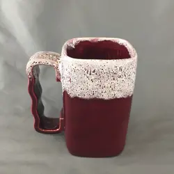 VINTAGE GONDER ART POTTERY MCM RED WITH WHITE DRIP PATTERN - SINGLE MUG