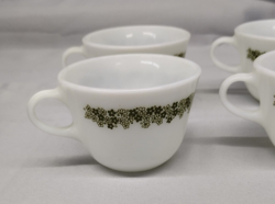 VTG PYREX CRAZY DAISY SPRING BLOSSOM COFFEE CUPS MUGS SET OF 4 GREEN