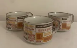 VINTAGE D H HOLMES STONEWARE SOUP BOWLS MUGS SEAFOOD NEW ORLEANS SET OF 3