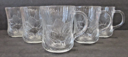 VINTAGE SET OF 6 ARCOROC FRANCE CANTERBURY CROCUS CLEAR GLASS COFFEE CUPS MUGS