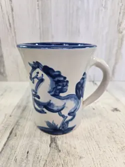 MA HADLEY VINTAGE HORSE COFFEE MUG THE END BLUE AND WHITE (H)