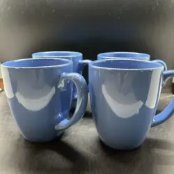 VINTAGE CORELLE STONEWARE BLUE COFFEE MUGS CUPS