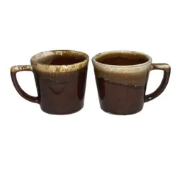 VINTAGE LOT OF 2 MCCOY POTTERY BROWN DRIP GLAZE COFFEE MUGS #2