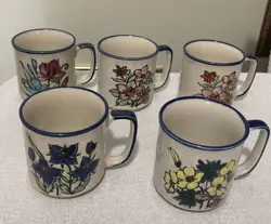 STONEWARE MUGS. SET