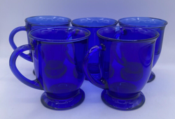 SET OF 5 VINTAGE ANCHOR HOCKING COBALT BLUE GLASS 5