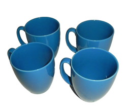 4 VINTAGE CORELLE BLUE STONEWARE CUPS MUGS COFFEE TEA 12 OZ MADE IN THAILAND