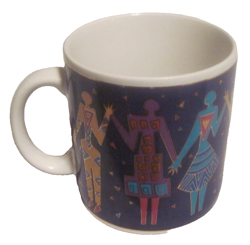 LAUREL BURCH-DANCING WOMAN MUG CUP GOLD PURPLE VINTAGE 1991 EXCELLENT CONDITION