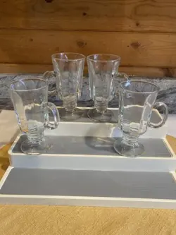 SET OF 4 VTG LIBBEY 8 OZ RIBBED GLASS IRISH COFFEE MUGS