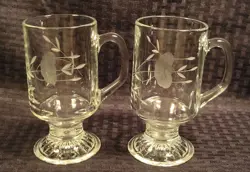 VTG HERITAGE CRYSTAL HOT BEVERAGE IRISH COFFEE MUGS PRINCESS HOUSE SET OF 2