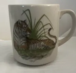 VINTAGE OTAGIRI SPECKLED STONEWARE TIGER COFFEE MUG