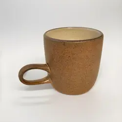 VINTAGE HEATH CERAMICS LOW HANDLED MUG CUP BROWN & TAN