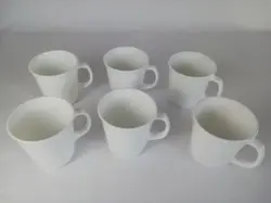 CORNING USA WINTER FROST WHITE D HANDLE COFFEE CUPS VTG 1970 CORELLE LIVING SET6