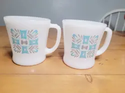 TWO VTG FIRE KING / ANCHOR HOCKING BLUE HEAVEN COFFEE MUGS IN EXCELLENT COND.