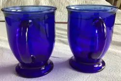 SET OF 2 VINTAGE ANCHOR HOCKING COBALT BLUE GLASS 5