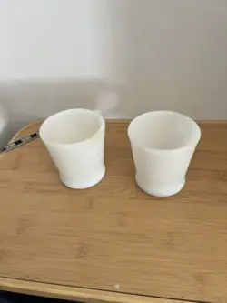 SET OF 2 VINTAGE FIRE KING WHITE MILK GLASS D-HANDLE COFFEE CUP MUG 10 OZ