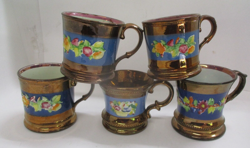 5 VINTAGE COPPER LUSTER LUSTERWARE TEA CUPS MUGS